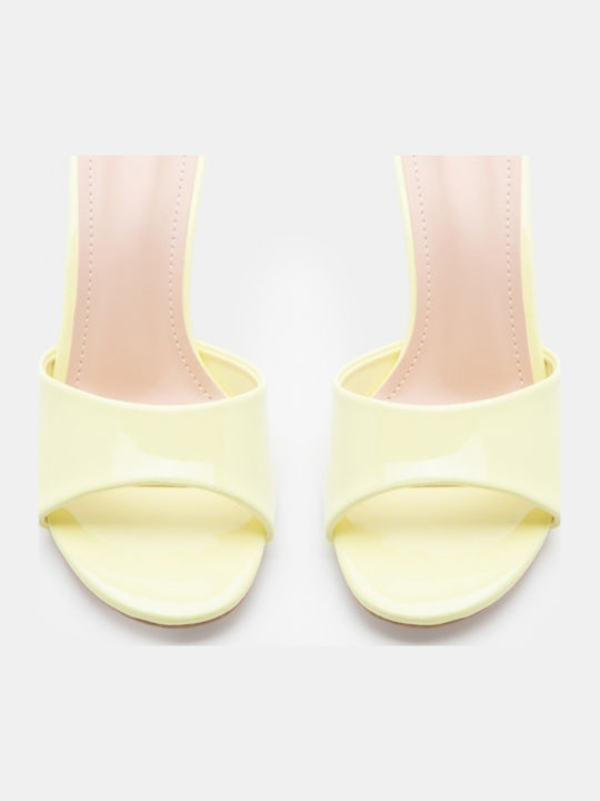 Patent Leather Mules With High Heel In Blonde Colour