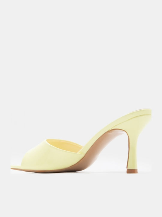 Patent Leather Mules With High Heel In Blonde Colour