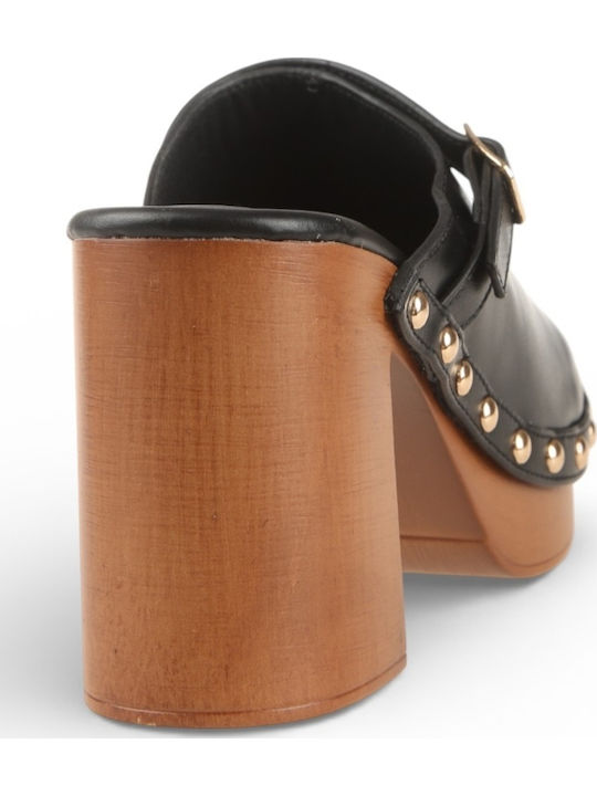 Mules With Heel In Black Colour