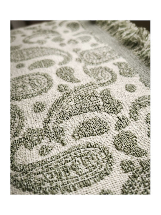 Three-Seater Sofa Throw Jacquard 180x280cm Green