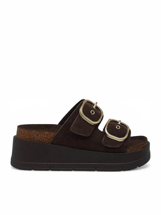 Damen Flache Sandalen Braun