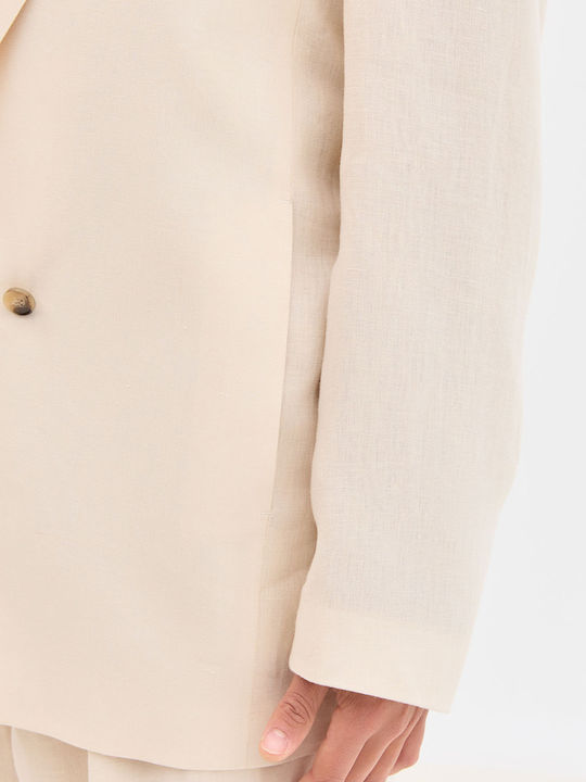 Summer Men’s Suit Jacket Beige