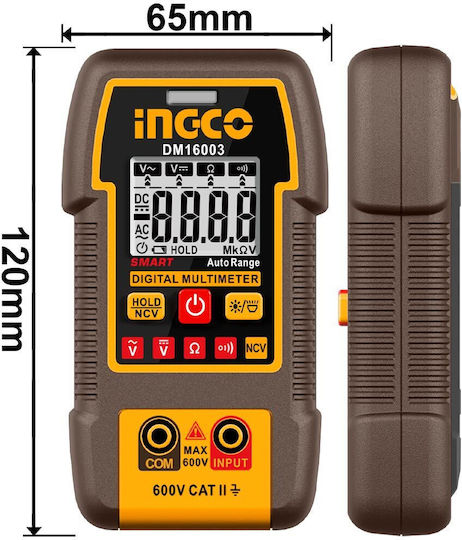 Ingco Цифров мултиметър True RMS с Измерване на AC / DC / Съпротивление DM16003