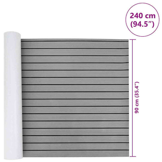 Boat Mat Striped Soft Gray Black 240 x 90 cm Eva 42046767 Light Gray