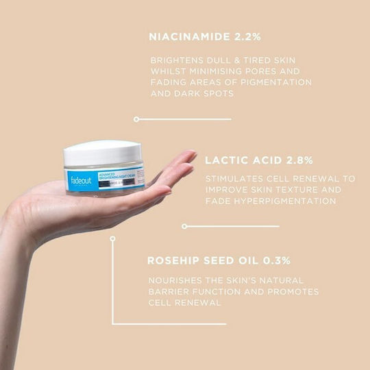 Fade Out Advanced Brightening Ενυδατική Κρέμα Προσώπου Νυκτός κατά των Πανάδων με Νιασιναμίδη 50ml
