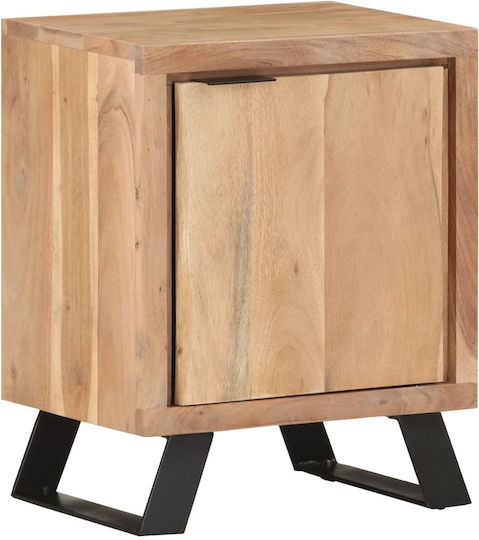 Wooden Bedside Table with Metal Legs Beige 40x30x50cm Wooden Bedside Table with Metal Legs Beige 40x30x50cm