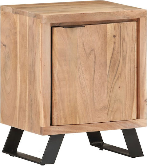 Κομοδίνο Ξύλινο με Μεταλλικά Πόδια Μπεζ 40x30x50cm