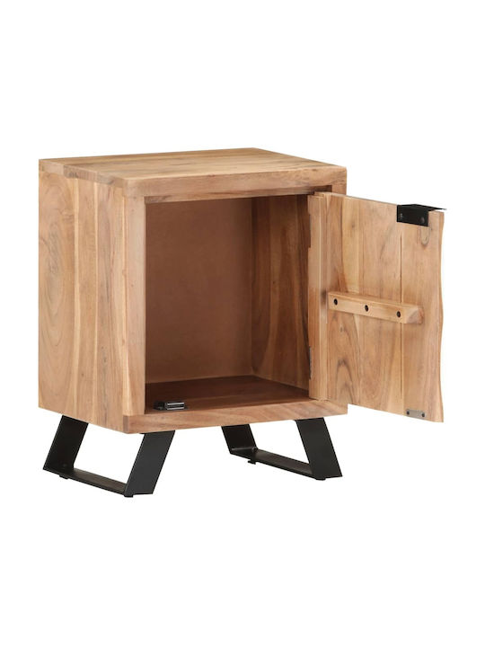 Nachttisch aus Holz mit Metallbeinen Beige 40x30x50cm