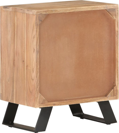 Κομοδίνο Ξύλινο με Μεταλλικά Πόδια Μπεζ 40x30x50cm