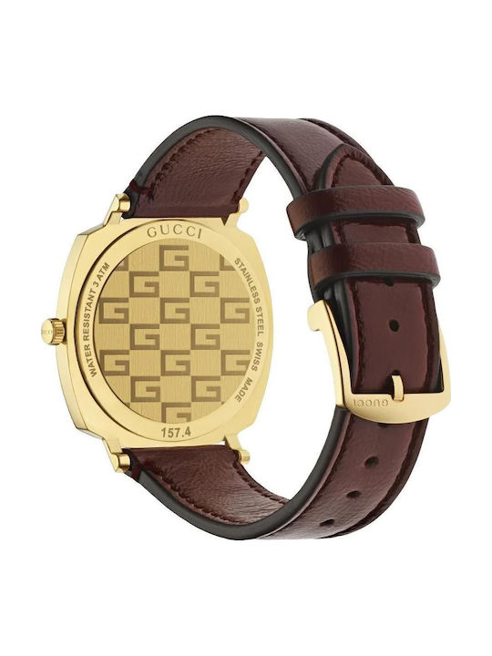 Gucci Men's Watch 35mm Battery with Burgundy Leather Strap