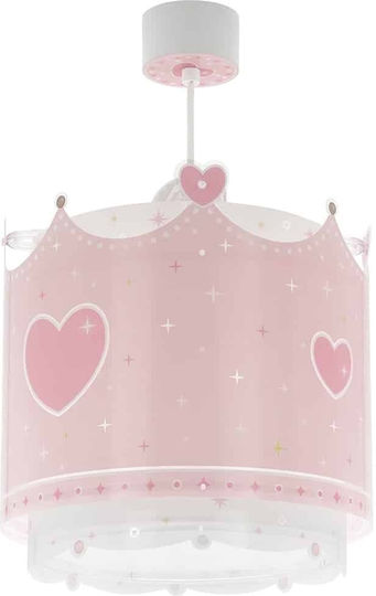 Ango Little Queen Single-Light Kids Ceiling Pendant Light Made of Plastic 15W with E27 Socket Pink
