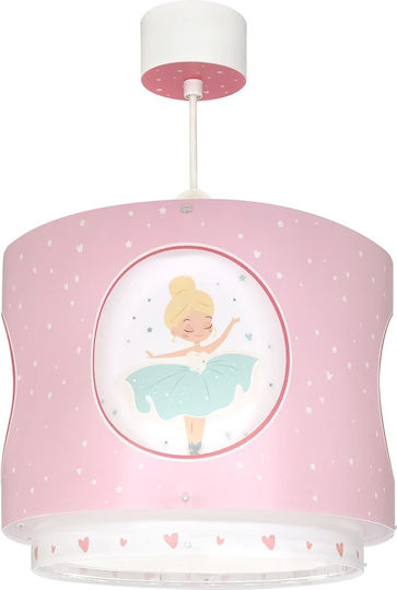 Ango Dance Single-Light Kids Ceiling Pendant Light Made of Plastic 15W with E27 Socket Pink