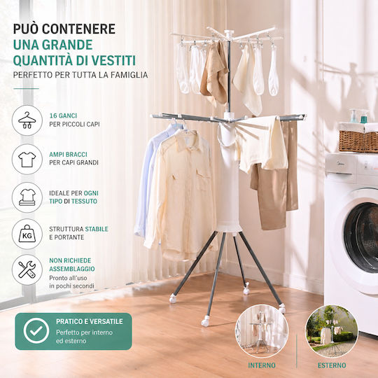 Bakaji Folding Vertical Clothes Drying Rack Tripod 112x58x170 cm 02002250