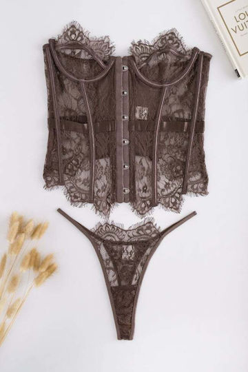 Decoro Lace Corset Brown