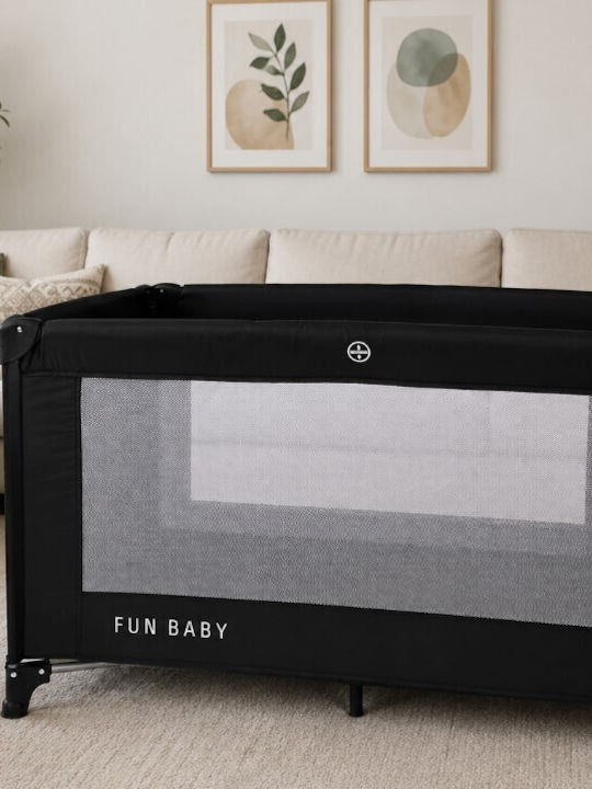 Fun Baby Παρκοκρέβατο με Στρώμα Μαύρο 62x125cm