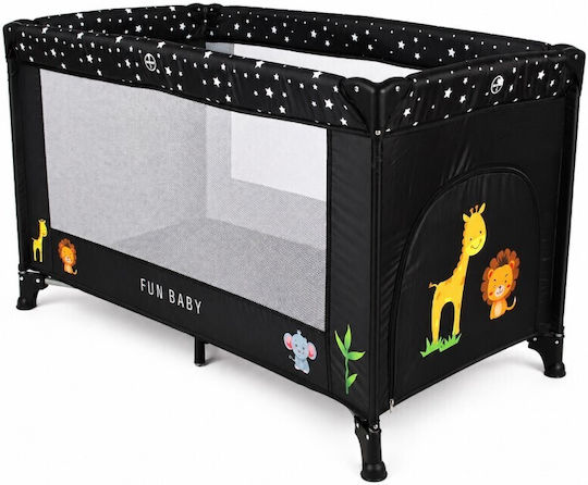 Fun Baby Playpen with Mattress Black 62x125cm