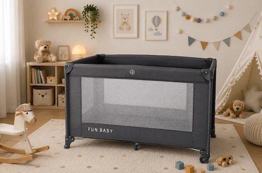 Fun Baby Playpen with Mattress Gray 62x125cm