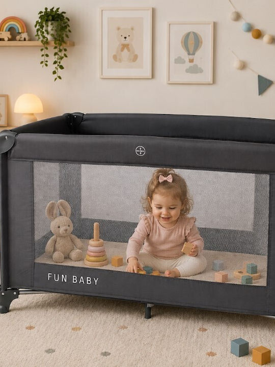 Fun Baby Παρκοκρέβατο με Στρώμα Γκρι 62x125cm