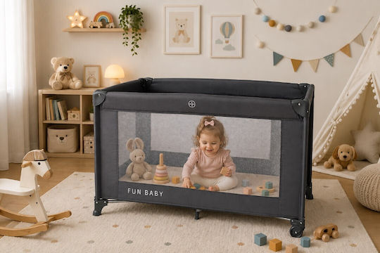 Fun Baby Playpen with Mattress Gray 62x125cm
