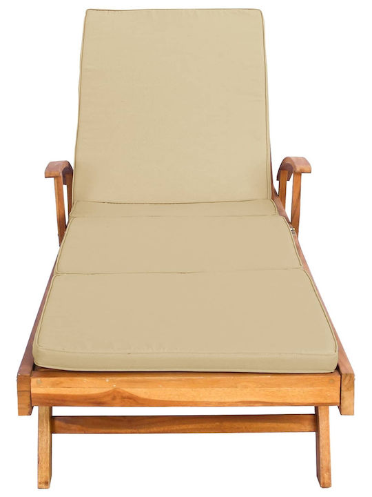 Hölzene Garten- und Pool-Liegestuhl mit Rädern Beige mit Tisch 195x68x79cm