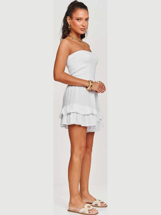 Γυναικείο Strapless Ολόσωμο Σορτς Ασπρο