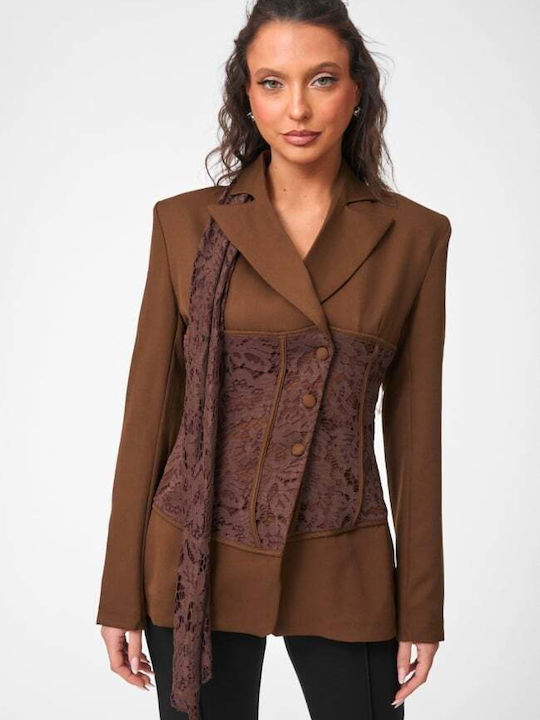 Decoro Blazer Für Damen Braune Dunkle Farbe