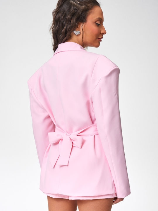 Decoro Damen Doppelreihiges Blazer Rosa