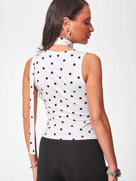 Women's Blouse Polka Dot White