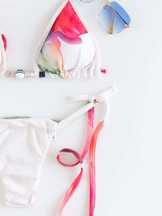 Set Bikini Set De Bikini Triunghi Și String Alb
