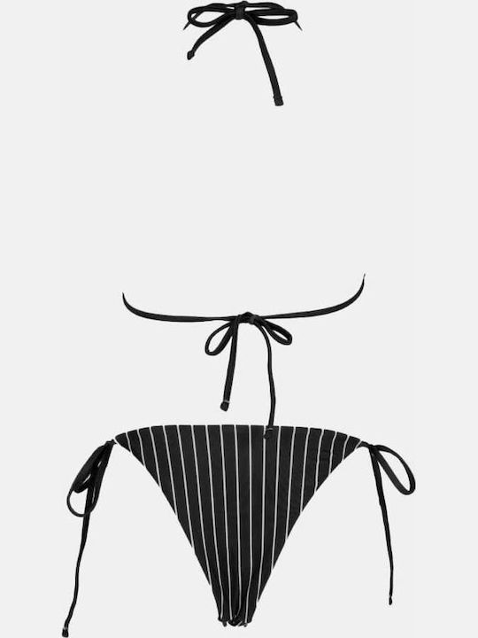 Set Bikini Τριγωνάκι Ριγέ Μαυρο