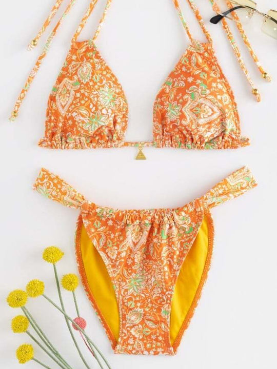 Set Bikini Dreieck Floral Orange