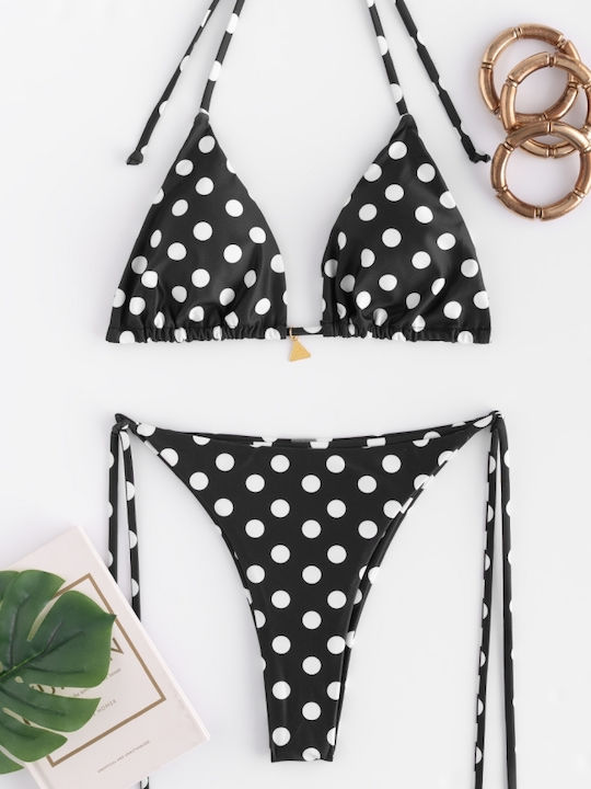 Set Bikini Triangle Polka Dot Black