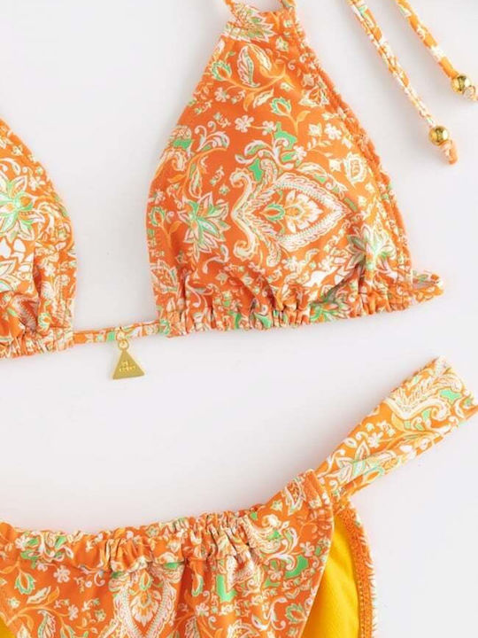 Set Bikini Dreieck Floral Orange
