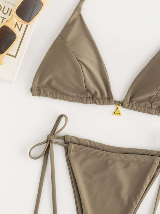Set Bikini Dreieck Beiges Dunkel