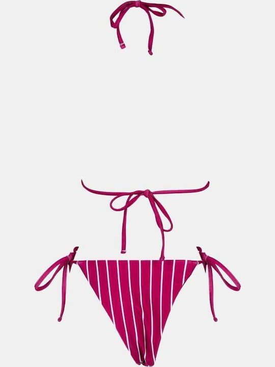 Set Bikini Dreieck Gestreift Magenta