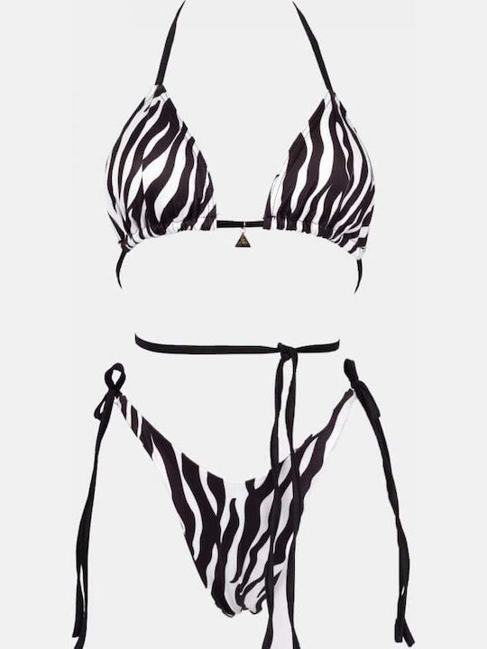 Set Bikini Triangle Animal Print White/Black