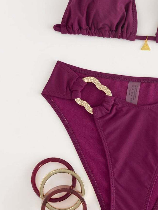 Set Bikini 3 Pieces Triangle Magenta