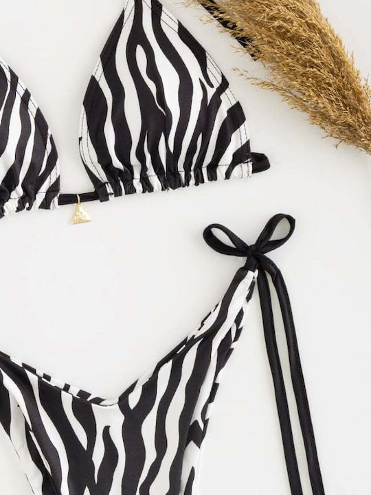 Set Bikini Triangle Animal Print White/Black