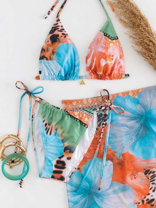 Set Bikini Τριγωνάκι Animal Print Πορτοκαλι