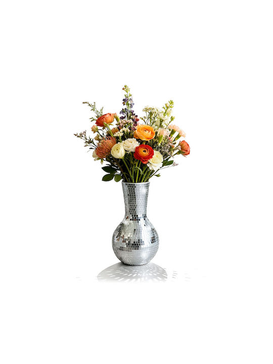 Relaxdays Dekorative Vase Silber Silber 14xH28cm