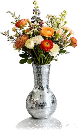 Relaxdays Βάζο Ασημένιο Ασημί 14xΥ28cm Relaxdays Βάζο Ασημένιο Ασημί 14xΥ28cm