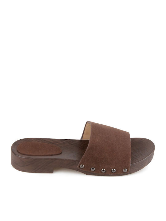 Flache Damen Sandalen Braun