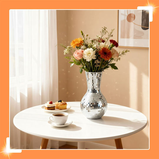 Relaxdays Vază Decorativă Argintie Argintiu 14xÎnălțime 28cm