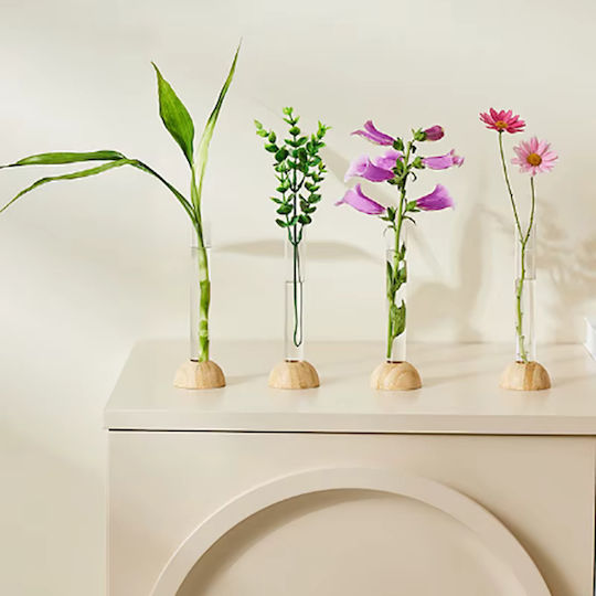 Dekorative Holzvase Transparent 5xH15,5cm