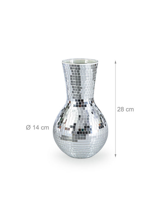 Relaxdays Dekorative Vase Silber Silber 14xH28cm