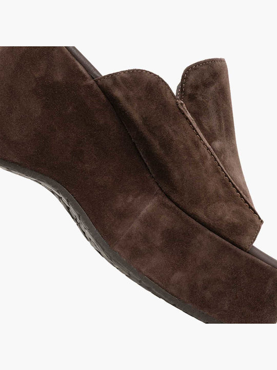Sommer Damenplattformen im Stil Pantoffeln Braun
