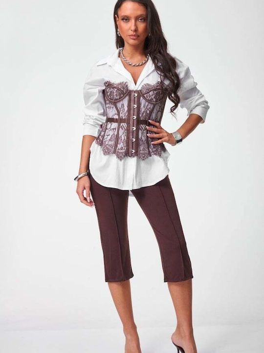Women's Blouse Corset Strapless Brown