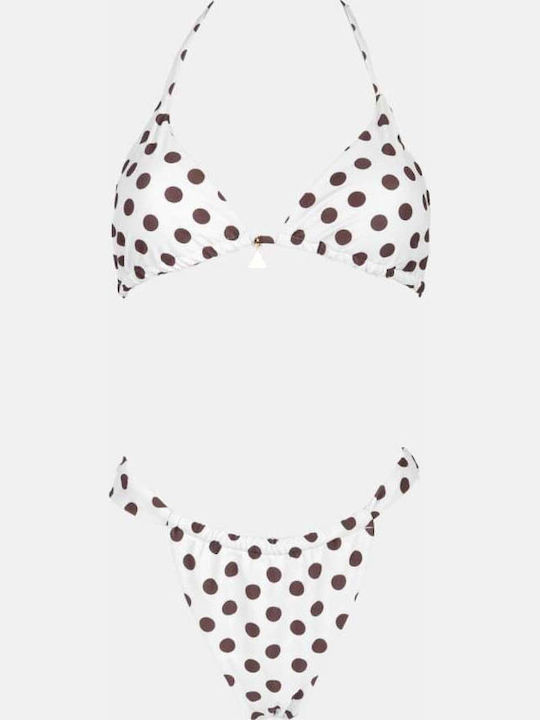 Set Bikini Triangle Polka Dot Beige