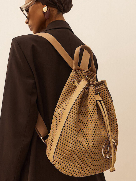 Τσάντα Christina Malle Πλάτης Brown Suede Καφέ