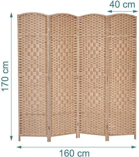 Relaxdays Separator De Cameră Din Lemn 170x160cm